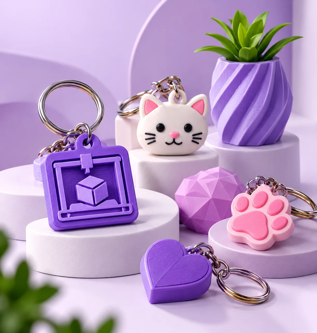 Chaveiros e itens decorativos impressos em 3D